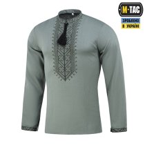  M-Tac вишиванка 100% льон сіро-зелена